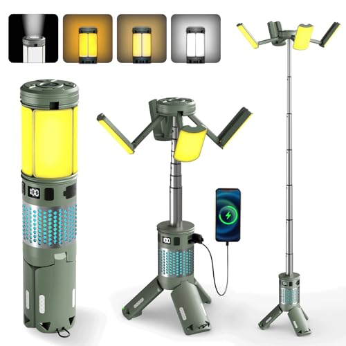 Green Telescopic Camping Light with Stand - 40H Playtime, Magnetic Base