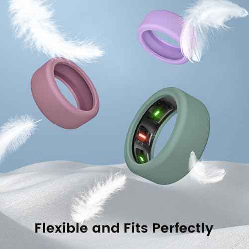 10 Pack Ring Cover Compatible with Oura Ring Gen 4/Ceramic, Oura Ring Gen 3, Anti-Scratch Elastic Silicone Oura Ring Protector Case for Men Women Working Out Gym (10Collors-1, S (6/7/8/9/10))