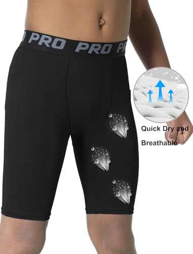 EXARUS Youth Compression Shorts with Side Pocket - No Pockets / 14 Years - Black