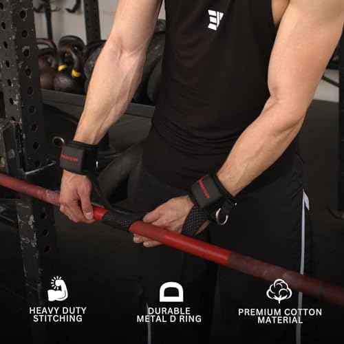Ekkovision Weight Lifting Straps With Cuffed D Ring, Wrist Support for Men, Heavy Duty Thick Comfortable Lifting Straps, Secure Fit, Enhanced Grip, Straps for Weightlifting & Gym Training, Black