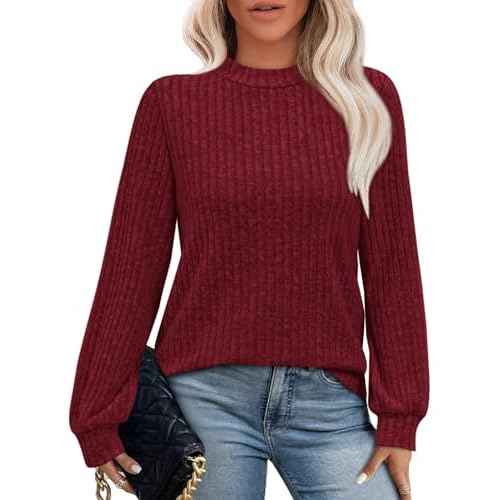 XIEERDUO Long Sleeve Shirts For Women Dressy Casual Mock Neck Fall Fashion 2025 Soft Lightweight Tunic Sweaters