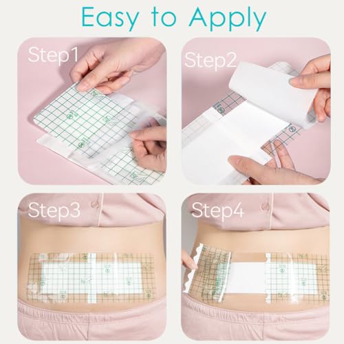 Waterproof Post-Surgery Wound Protector Bandage 14 Pack - 4x8 Inches, Abdominal Incision Cover