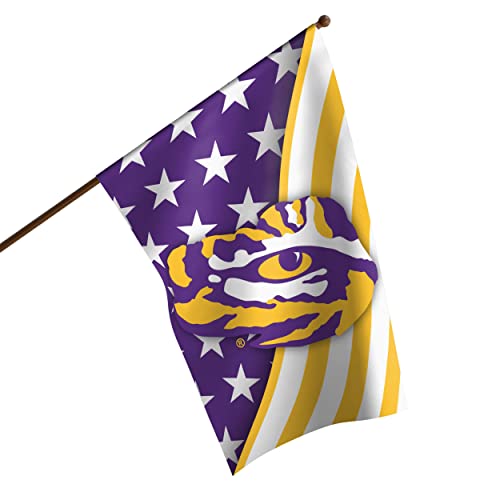 NCAA College Double Sided Team Logo Vertical Flag - LSU Tigers Americana, 40" x 28"