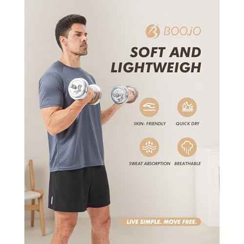 Workout Mens Shirts - Casual Black Quick Dry Moisture Wicking T-Shirts Crew Neck Short Sleeve for Gym Athletic Running