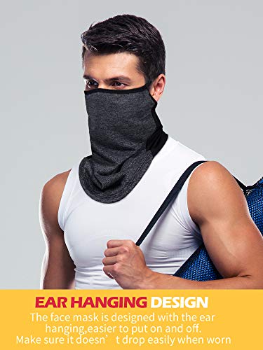 SATINIOR 4 Pack Neck Gaiter with Ear Loops - Light Blue, Green, Grey, Black & Blue