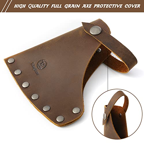 Brown Leather Hatchet Cover for Axe Sheath - Durable Full Grain Leather