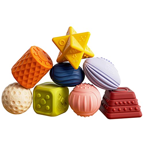 Baby Sensory Ball Set - 8 Pack Soft Textured Toys for Tactile Play & Development