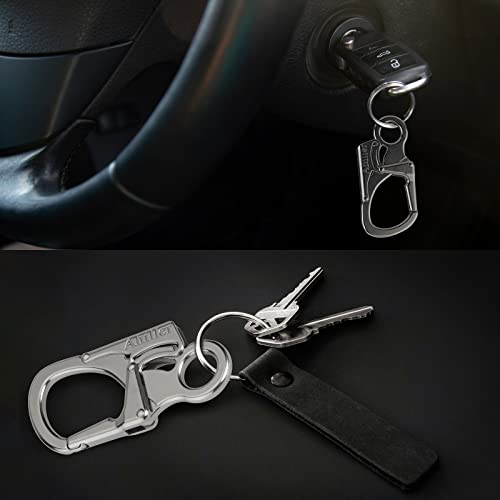 Ahiller Dual Lock Carabiner Clip - Zinc Alloy Keychain for Outdoors, 1PCS Silver