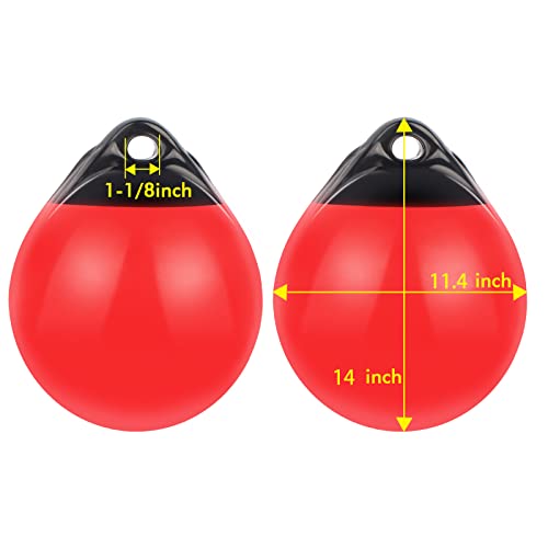 Red Marine-Grade Inflatable Boat Mooring Buoy 11.4x14 inch for Docking & Water Safety
