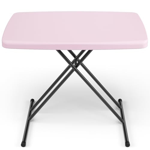 Pink Granite 30 Inch Adjustable Folding Table - Heavy Duty Utility Desk