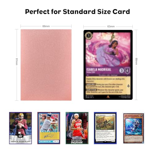 Rose Gold Card Sleeves 300 Pack for MTG, Lorcana, Sports & Game Cards - Clear Front Textured Back