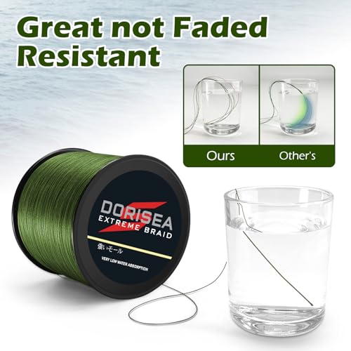 Braided Fishing Line 300m/328Yards 30lb, Zero Stretch, Color Fading Resistant