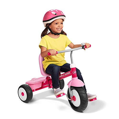 Radio Flyer Toddler Bike, Kids Bike, Outdoor Toys, Toddler Toys for Ages 2-4, Deluxe Steer & Stroll Kids Tricycle, for Ages 2-5, Pink