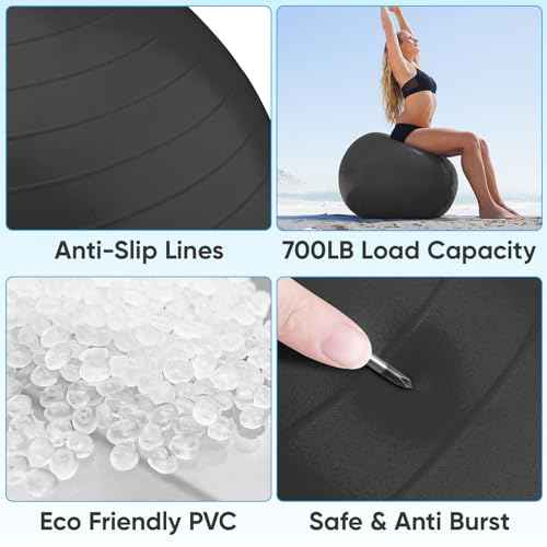 APEXUP Yoga Ball Exercise Ball Anti Slip Heavy Duty for Fitness, Balance & Core Workout