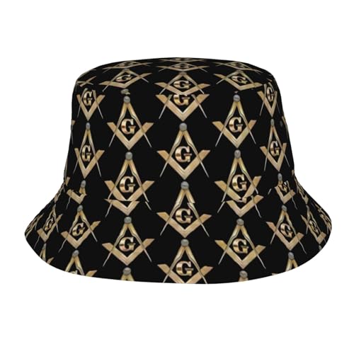 Unisex Masonic Square Bucket Hat for Summer Travel & Outdoor Activities - Packable Sun Protection