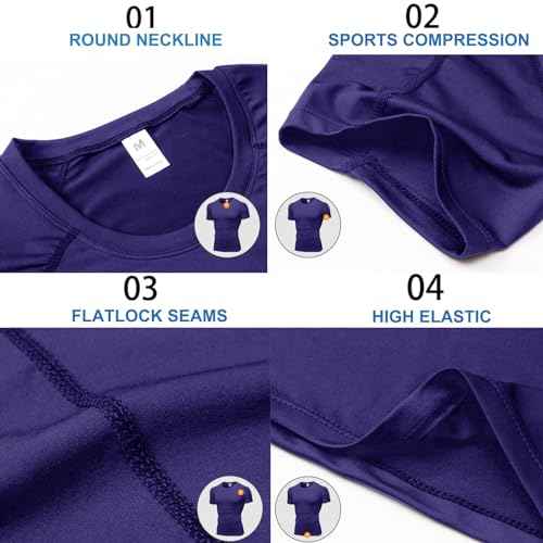 SPVISE Men's Compression Shirts Short Sleeve Workout Gym T-Shirt Running Tops Cool Dry Sports Base Layer Athletic Undershirts