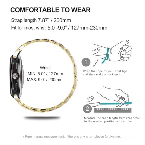 Galaxy Watch 8 40mm Gold Band & Case Set - Rhinestone Diamond Metal Bracelet with Protective Cover