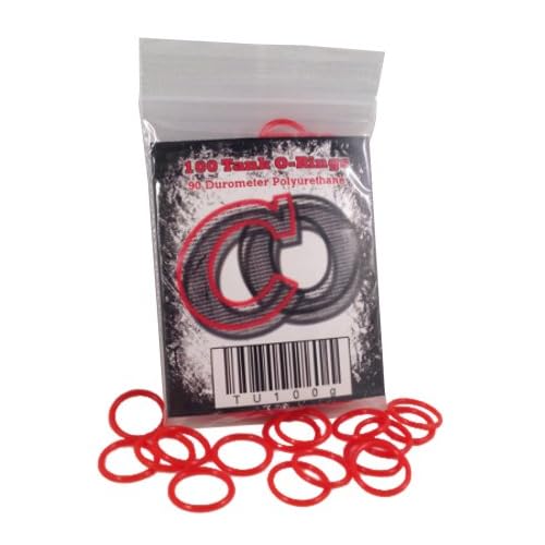 100 Polyurethane CO2 / HPA Tank O-Rings (90 Durometer) [RED] - Replacement Urethane orings for Paintball co2 / high Pressure air Tanks