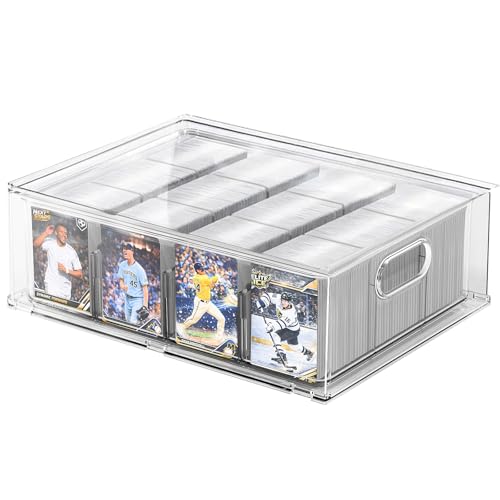 Large Clear Trading Card Storage Box with Drawer - Holds 3200 Cards, Organizer for Collectibles - Variation 1