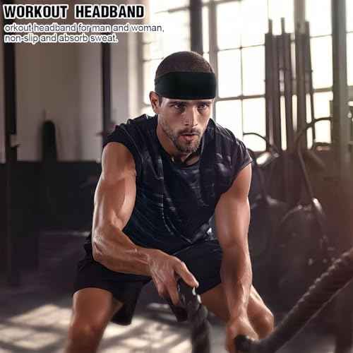 Workout Headbands for Men, 6 Pack Mens Running Headband Stretchy Sweatband Sports Headband