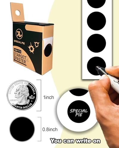 Self-Adhesive Shooting Targets Box with 4/5 Inch Target Stickers - Black, 1000 pcs