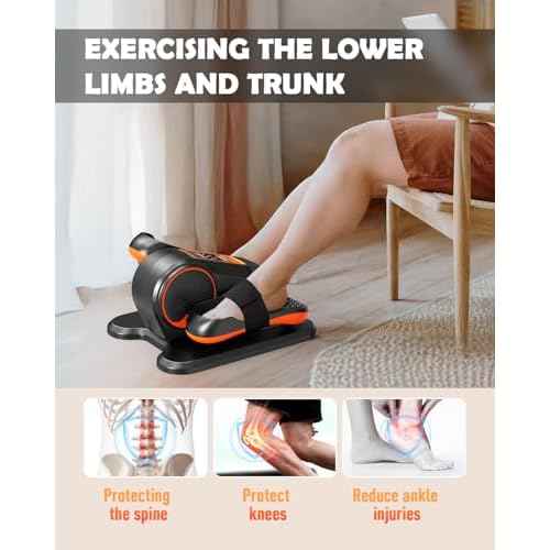 Under Desk Machine, Electric Ellipse Leg Exerciser for Senior, 13 Adjustable Speeds Quiet and Portable Seated Pedal Exerciser for Training with Remote Control