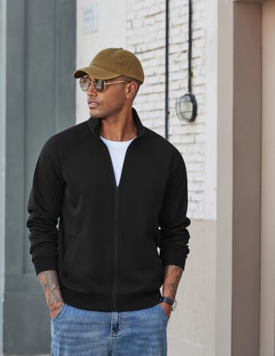 Men's Lightweight Fleece Lined Sweatshirt Zip Up Hoodie Jacket