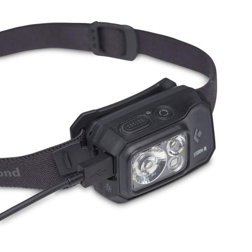 BLACK DIAMOND Storm 500-R Rechargeable LED Headlamp, Waterproof and Dimmable for Camping, Hiking, Running, Hunting, Work with Red Light Headlamp Mode, Black