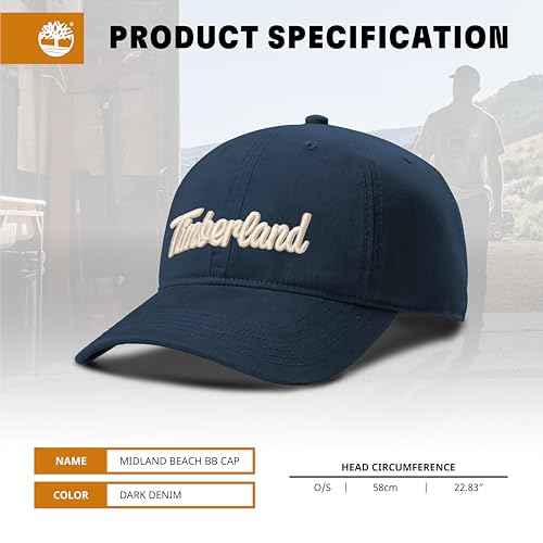 Timberland Midland Beach Men's Baseball Cap, Soft Cotton, Adjustable, Lightweight & Stylish Hat for Outdoor Activities
