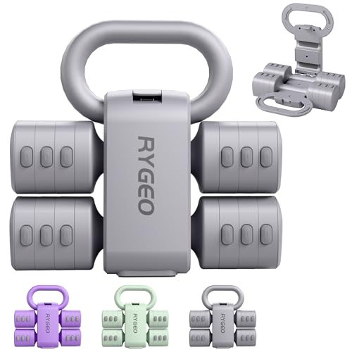 Gray Adjustable Dumbbell Set of 2 - 4-in-1 Free Weights for Home Gym