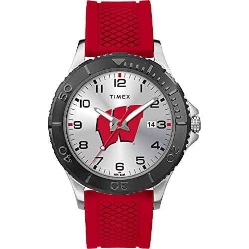 Timex Tribute Men's Collegiate Gamer 42mm Watch ? Wisconsin Badgers with Red Silicone Strap