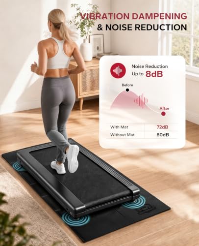 HAPBEAR Foldable Treadmill Mat 79 x 35.5 Inches Black - Non-Slip Floor Protector for Home Gym