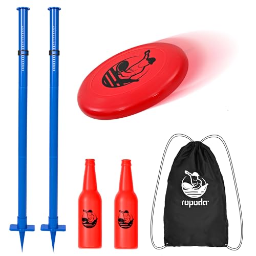 Ropoda Outdoor Flying Disc Game Set 2-Inch Pole with Reinforced Ground Spike, Portable Backyard and Beach Fun