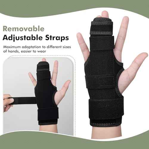 Trigger Finger Splint, 2 Finger Brace for Index, Middle, Ring, Pinky Finger, Treatment for Hand Fractures, Arthritis (L/XL, Right)