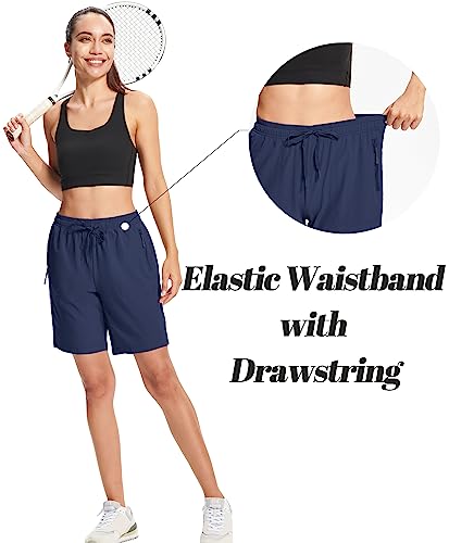Women's Hiking Shorts Small Navy Lightweight Quick Dry Water-Resistant with 3 Zipper Pockets