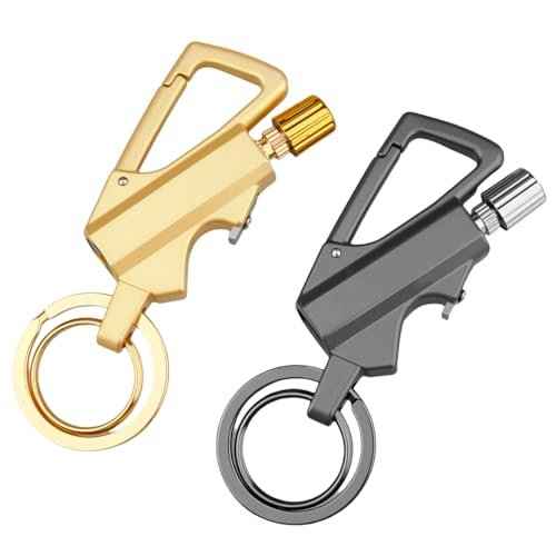 2 Pack Permanent Match Keychain Lighter, Metal Infinity Lighter, Forever Lighters with Bottle Opener, Waterproof Match, EDC Emergency Matchstick, Survival Flint Fire Starter (Fuel Not Included)