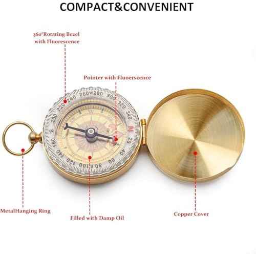 Camping Survival Compass Metal Compass Kids Compass for Hiking Camping Hunting Outdoor Military Navigation Tool