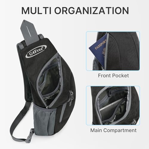 G4Free Lightweight Crossbody Sling Bag for Men Women - Dark Grey