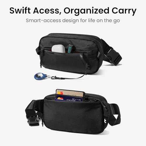 tomtoc 1.5L X-Pac Sling Bag with RFID Blocking, Crossbody Bag Minimalist Chest Shoulder Pack for Men/Women, Water-resistant Lightweight Casual Funny Pack for Travel, Daily Commute