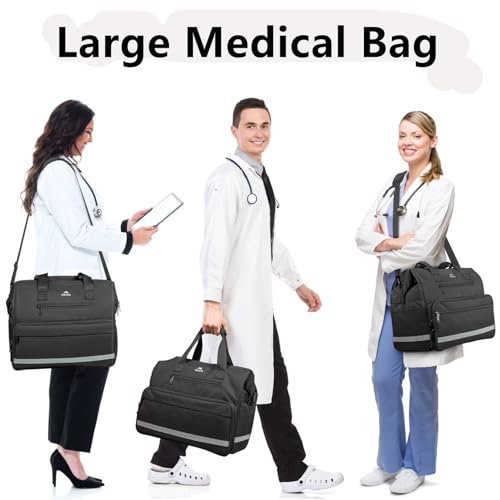 Large Medical Bag for Nurses and Doctors with Multi-Compartment Organizer