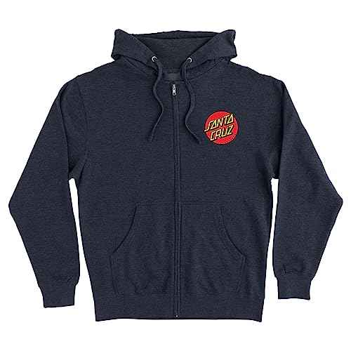 SANTA CRUZ Classic Dot Zip Hooded Midweight Sweatshirt Navy Hthr XXL Mens