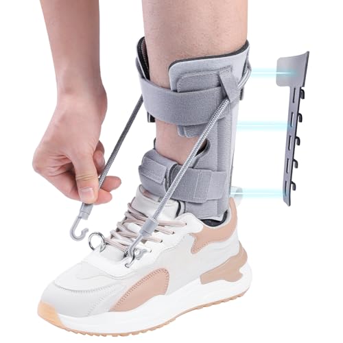 AFO Foot Drop Brace Split, Adjustable Ankle Support for Walking, Gray, Medium/Large
