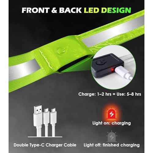 Rechargeable LED Reflective Belt Sash ? High Visibility Safety Gear with 5 Colors 11 Light Modes, Adjustable Strap for Night Dog Walking, Running & Biking