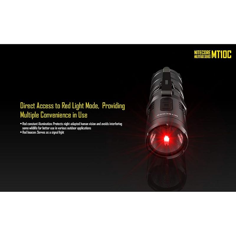 Nitecore MT10C 920 Lumen Tactical Flashlight with Red Light, 3.6" Aluminum Body