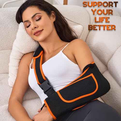 Arm Sling for Women&Men with Enhanced Size Adjustable Sling for Arm Support, Elbow Wrist Left Right Arm Sling with Buckle Design (M)