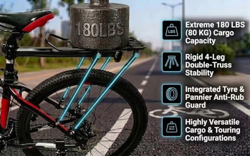 Heavy Duty Bicycle Cargo Rack 180lbs Capacity Universal MTB Road City Kids Fat Tire Bike
