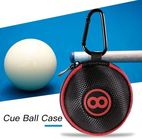 Billiard Cue Ball Holder Case with Zipper & Carabiner for 2.2 Inch Balls
