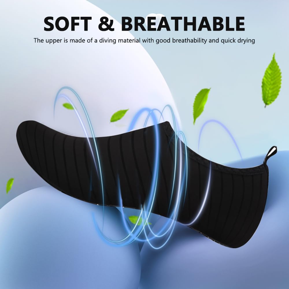 Water Shoes for Women Men Quick-Dry Barefoot Aqua Socks Swim Pool Non Slip Surf Yoga Exercise Outdoor Trave Essentials Black Stripe 38/39