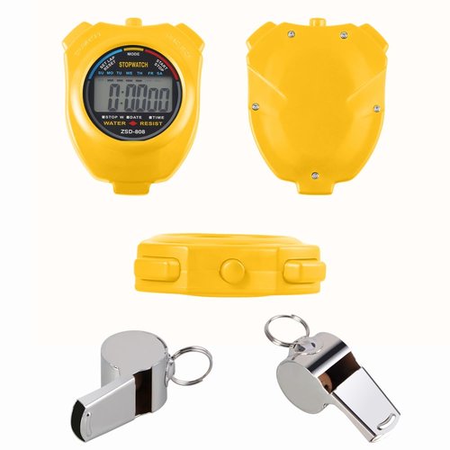Vicloon LCD Digital Timeke,Sports Counter/Stopwatch Timer Portable with Stainless Steel Whistle,Applied to Running Football Basketball Swimming and Other Sports