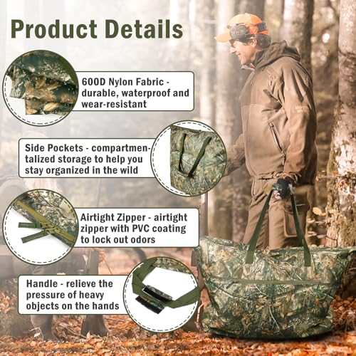 2 Pcs Scent Control Lock Bag 42x26in Camouflage Odor Proof Hunting Gear
